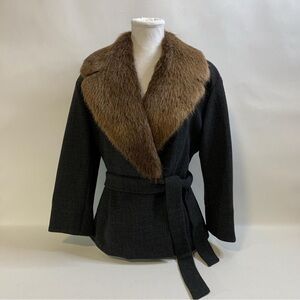 Timeless Italian Wool & Fur Vintage Pea Coat